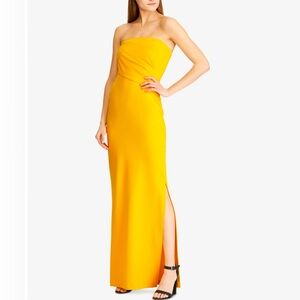 RALPH LAUREN Womens Yellow Sweetheart Neckline Full-Length Prom Dress